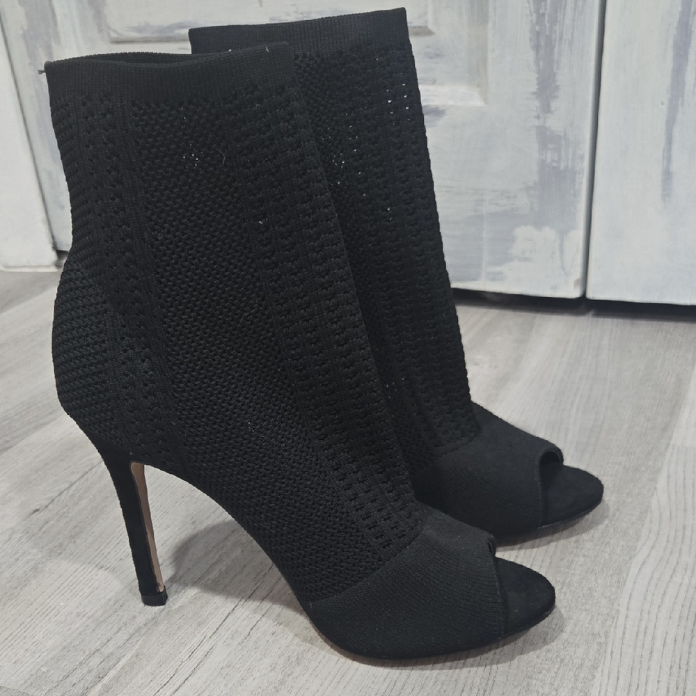 Catherines Black Knit Heeled Boots